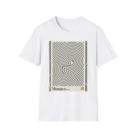 Monaco Map Unisex Softstyle T-Shirt - Unique Travel Graphic Tee