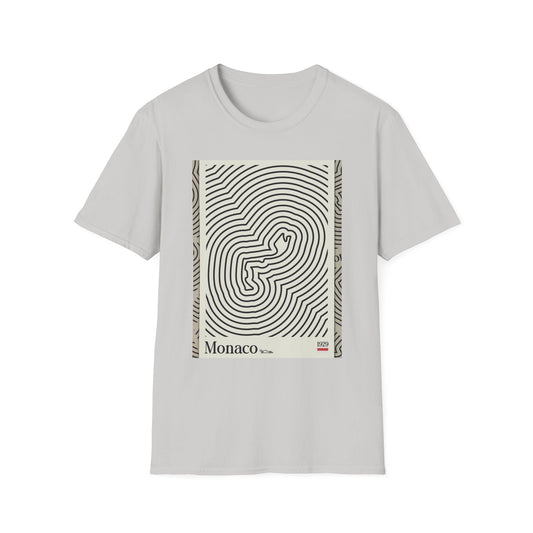 Monaco Map Unisex Softstyle T-Shirt - Unique Travel Graphic Tee